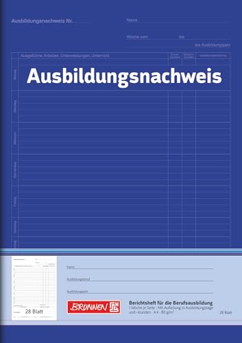 BRUNNEN Ausbildungsnachweisheft | A4, 28 Blatt, blau