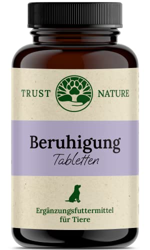 Trust Nature | Beruhigungsmittel für Hunde | gegen Angst, Stress, Anspannung, Bellen & aggressives Verhalten | Baldrian, Hopfen, Melisse, Passionsblume | 120 Beruhigungstabletten