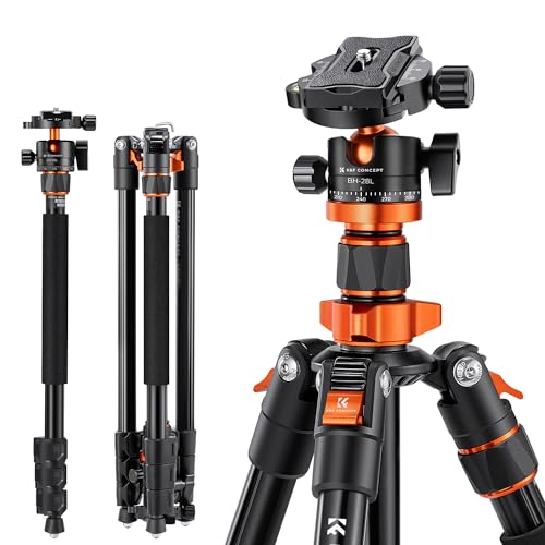K&F Concept 200cm Stativ, Aluminium Kamera Stativ, K234A7(S210) Tripod mit Einbeinstativ Funktion, 360° Kugelkopf inkl. Schnellverwechselplatte für Canon Nikon Sony Olympus
