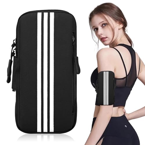 Risipu Handytasche Joggen，Sportarmband, für iPhone,Samsung, Schweißfest und Schnell-Trocknend, Armtasche für Running,Fitness, Laufen zubehör Kompatibel mit Mobiltelefonen unter 6,7 Zoll (Schwarz)