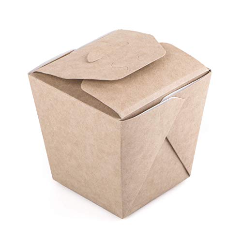 (70 Stück) Kraftkarton Nudelboxen 460 ml Lebensmittelbehälter zum Mitnehmen von Fast Food Einweg Chinesische Box auslaufsicher biologisch abbaubar umweltfreundlich recycelbar (70, 460 ml)