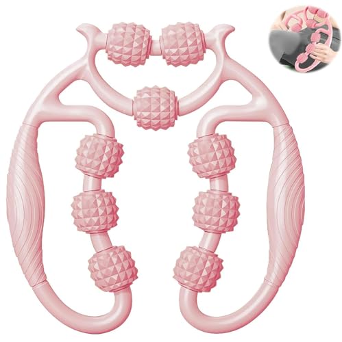 Bein Massagegerät FaJoek Massage Roller, Massageroller Beine, Beinmuskel Massagegerät Fußmassageroller, Ring-Massagegerät Geeignet für Nacken, Schulter, Oberschenkel, Beine und Arme (Rosa)