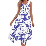 Generisch Sommerkleid Damen, Abschlusskleid Kleider Damen Sommer Reißverschluss Rock Für Hochzeitsgäste Curvy Mode Damen Sommerkleid Mit Hose Drunter Festliche Zalando Abendkleider (5-Blau,XXL)