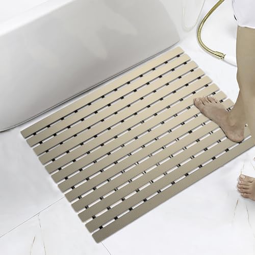 KARAT Antirutsch-Bädermatte für Nasszonen - 43 x 50 cm, Beige - Antibakterielle Fußmatte mit Drainagefunktion - Badematte, Duschrost, Saunarost, Nassraummatte für Umkleiden, Schwimmbäder, Bad