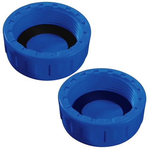 Lyeteung 2 Stücke G1-1/4 PVC-Gewindekappe, Verschraubung Kappe PVC Runder Innengewinde Schlauchverbinder, Rohrverschraubungskappe, mit Gummidichtung, für Abdichten von Verbindungen und Rohrenden, Blau