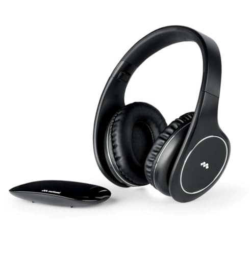 Meliconi, Digital Smart, Bluetooth Kopfhörer, Ergonomische Wireless TV Kopfhörer, Kompakte USB-Basis und langlebige Batterie, 2 Übertragungskanäle, mit AUX-Kabel und Toslink-Eingang verwendbar