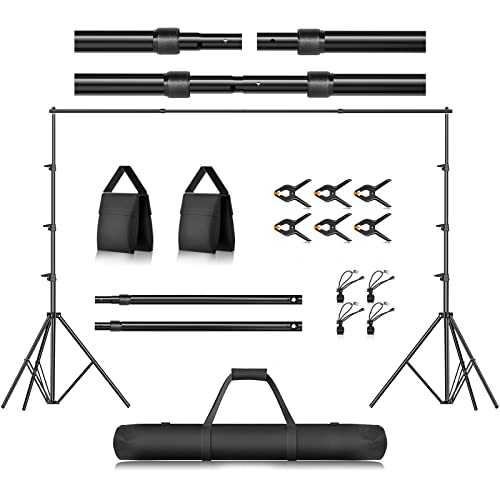 EMART Foto Hintergrund Ständer 2,6 x 3 m, Verstellbarer Hintergrund Ständer, Studio Hintergrundsystem für Video, Fotografie, Portrait, Partys, Hochzeiten