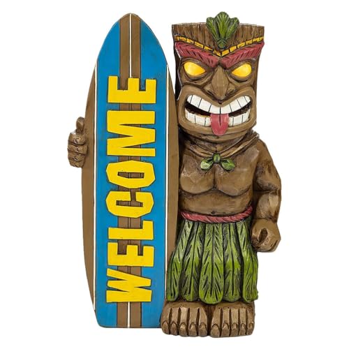 Garneck Tiki Gartenfigur Aus Harz – Bunte Tiki Statue Für Kreative Gartendeko - Ideal Als Tiki Figur Oder Tiki Deko Für Terrasse - Balkon Und Garten – Stilvolle Außendekoration Für Jeden