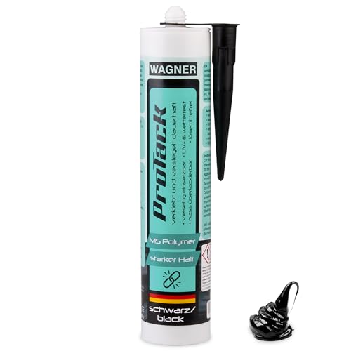 Wagner ProTack MS Montagekleber schwarz 310 ml Kartusche | Für Unterwasserkleber für Kunststoffe, Glas, Metall, Holz, Stein, Pool | dauerelastischer Haftkleber und belastbarer Kleb- und Dichtstoff