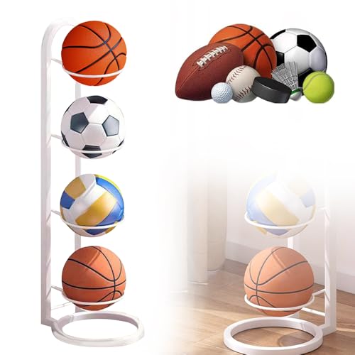 KBIBCK Ballaufbewahrungsregal, Basketball-Fußballständer, Innenbereich Ballregal, Garage Organizer Für Sportgeräte, Ballständer Ball Aufbewahrungsregal, Basketball Aufbewahrungsregal, Weiß