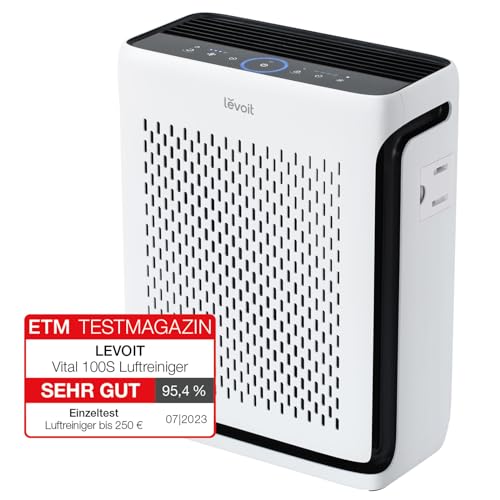 LEVOIT HEPA Luftreiniger fur Allergiker, Tiermodus, CADR 243m³/h bis 52㎡ Raucherzimmer Wohnung, 23dB, mit Lichtsensor, waschbarem Vorfilter, entfernt 99,97% von Staub, Pollen, Tierhaare & Gerüche