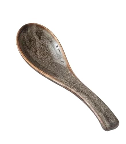 Keramik Suppe Löffel,Ramen Nudel Suppe Löffel, 5-teiliger Löffel, Geschirr, Ofen, Reislöffel, Suppenlöffel, Breilöffel, Kochlöffel for Zuhause, Esszimmer und Restaurant(Gray)
