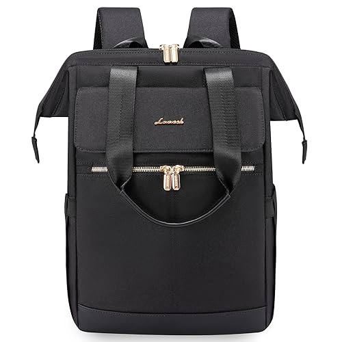 LOVEVOOK Schulrucksack Schwarz Teenager Mädchen, Laptop Rucksack Damen mit Laptopfach 15,6 Zoll, Schultasche Backpack Women Lehrertasche Elegant, Business Cityrucksack School Bag für Pendeln Arbeit