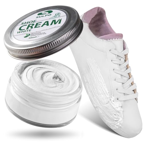 SULPO Schuhcreme weiß - Shoe Cream - Schuhputzcreme - Ledercreme Lederbalsam Glattleder - Wasserbassiert - Farbe auffrischen - Lederpflege - Echt und Kunstleder - 50ml