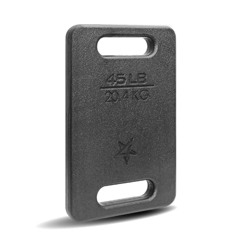 Yes4All CMJ4 Gusseisen Ruck Plate Gewichte, 20,4 KG | 45 PFUND, Schwarz - Einzeln