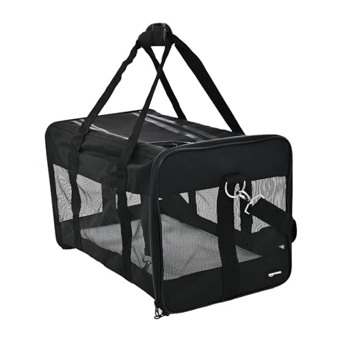 Amazon Basics AMZSC-002 Tragetasche für Hund Haustiere mit weichen Seiten, Größe M, Schwarz, 42 L x 24 W x 25 H cm