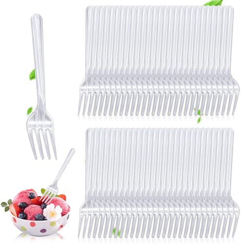 Kapokr 300 Stück Plastikbesteck Transparent Plastikgabeln Verdicken Plastik Gabel Kuchengabeln Wiederverwendbar Partybesteck für Partys Dessertläden Hochzeiten Camping Geburtstagsfeiern