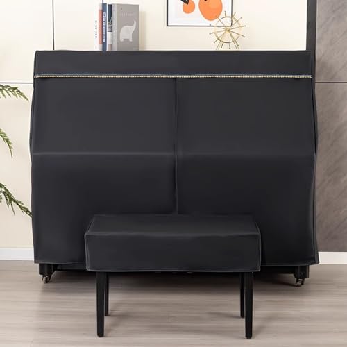 Mavcobo Klavierabdeckung High-End-Klavierstaubschutz Schwarze Klavierplane aus technischem Stoff mit Einzelhockerabdeckung und Doppelhockerabdeckung(A,153 * 36cm)