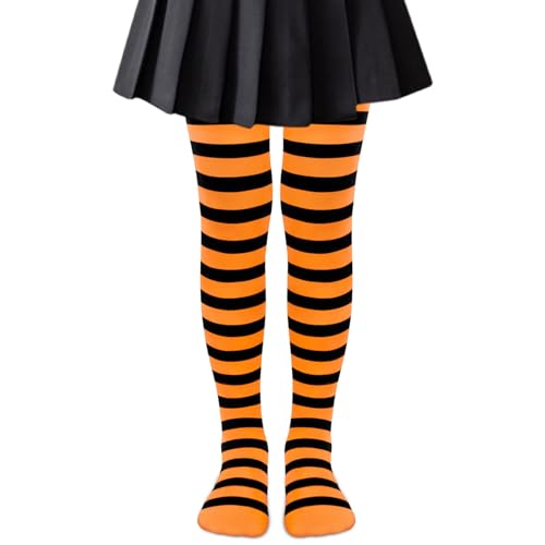 YUNHENTONG Strumpfhose Halloween Mädchen, Ringelstrumpfhose Damen, Strumpfhose Mädchen Halloween, Strumpfhose Halloween Kinder, Halloween Strumpfhose Kinder, Geeignet für Halloween-Kostümspiele
