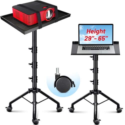 CAHAYA Beamer Ständer Projektor Halterung Multifunktionaler mit Omni-Direktionalen Rollen Bodenständer für Laptop Ständer Projektor Kamera mit Verstellbarer Höhe für Outdoor-Filme CY0332