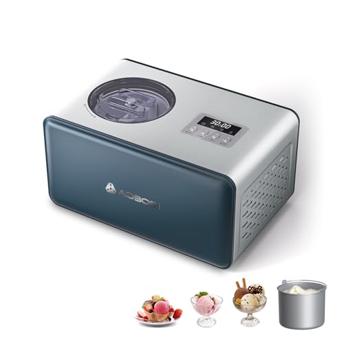 AAOBOSI 1.5L Eismaschine mit 4 Modi, kein Vorgefrieren eismaschine mit kompressor, langlebige Kühltechnik, LCD-Bildschirm - Softeismaschine,Slush maschine,springlane
