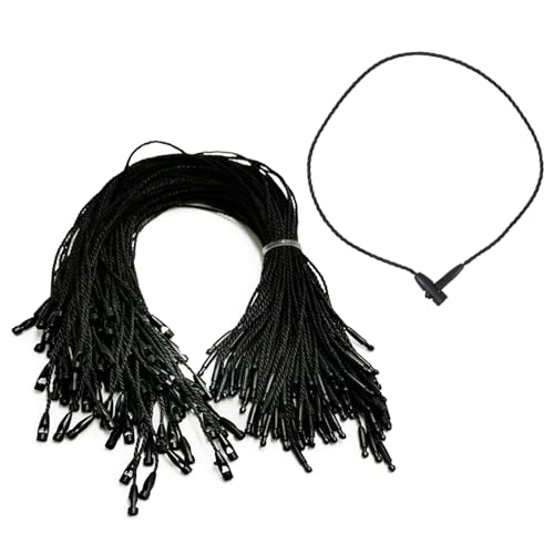 Hängeetiketten Etiketten Schnur, Sicherheitsfäden für Etiketten, Kleidung Tag Seil, Preis Hängeetiketten String, Hängeetiketten Verschlüsse mit Schnappverschluss, Schnur für Hängeetiketten, 200 Stück
