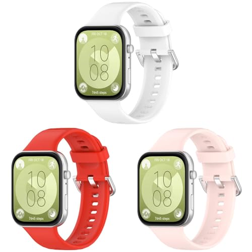 Armband Kompatibel mit Huawei Watch Fit 4 Armbänder, 3 Stück Sport Wasserdichtes Ersatzarmband Silikon Wechselarmband für Huawei Watch Fit 4/Fit4 Pro Uhrarmband, Damen Herren