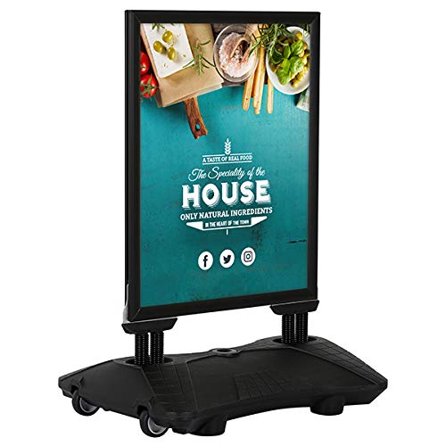 DISPLAY SALES WindPro® Plakatständer Slim DIN A0 | Aufsteller A0 mit befüllbarem Wassertank | Werbeaufsteller Aussen mit robusten Stahlfedern | Werbung Ständer in schwarz