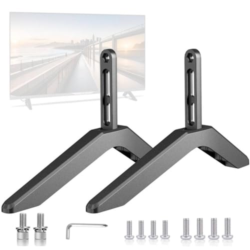 TV Sockelfüße, Universal TV Standfüße für 32 bis 65 Zoll Fernseher, Paar TV Füße für Flach Curved TV Smart TV LCD LED Fernseher bis zu 45kg, Geeignet für Lochabstand 20 bis 55mm