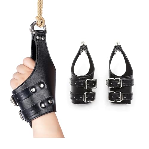 Leder Handschellen BDSM Bondage set Fessel mit Handschellen LederStand Hänge Fesseln Fetisch SexSpielzeug für Paare SM Bondage Leder Hängeschlaufen Handfesseln Hängefesseln PU Handfesseln Fesselset