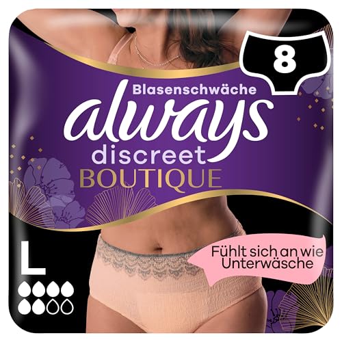 Always Discreet Boutique Inkontinenz-Höschen Plus Rosé, Für Frauen, L, 8 Höschen, Fühlt Sich An Wie Unterwäsche, Super Saugfähig, Das Design Schmiegt Sich Ihrem Körper An Für Eine Angenehme Passform