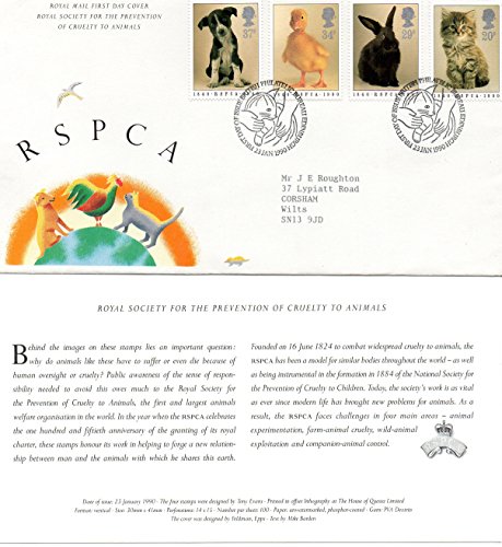 tierschutzorganisation RSPCA First Day Cover 1990 spezielle Poststempel.