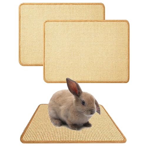 Oncpcare 2 Kratzmatte für Kaninchen, natürliches Kaninchen Krallen und Zahnpflege, Kaninchen-Matten für Käfige, Kauspielzeug für Kaninchen, Haustierkäfig Bettwäsche zum Beißen Schlafen Nisten