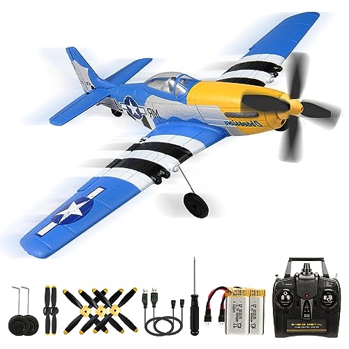 P51D Mustang RC Flugzeug, 2,4Ghz 4-Kanal Ferngesteuertes Flugzeug RTF Aerobatics Flugzeugs Spielzeug für Anfänger, Kinder und Erwachsene