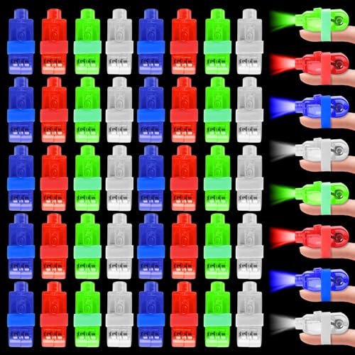 Indrnif 40 Stück Fingerlampe LED Fingerlichter LED Bunt Fingerlicht Fingerring Leuchtringe LED-Taschenlampen zum Aufstecken auf die Finger Fingertaschenlampe Kinder für Partys, Bälle, Discos