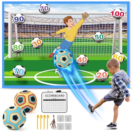 ZWOOS Fußball Spielset für Kinder, Fusball Sportspaß für Garten Indoor Outdoor, Fußball-Spielmatte, Geburtstag Ostern Geschenke für Jungen Mädchen ab 3 4 5 6 7 8 Jahre
