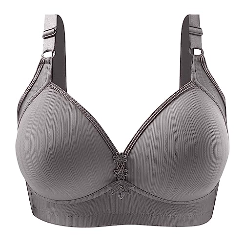 2025 - Damen-Push-Up-BH ohne Bügel, bequemer Halt, ohne Bügel, Bequeme Unterwäsche mit Draht-Bralette für jeden Tag Bustier Damen (Grey, 38)