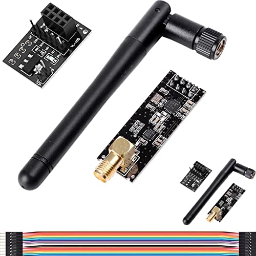 DAOKAI NRF24L01 Wireless Transceiver Empfänger,2 Stück NRF24L01+PA+LNA Wireless RF Transceiver Module mit SMA Antenne 2.4 GHz 1100m+Breadboard Breakout Adapter Board Kompatibel mit NRF24L01 Modul