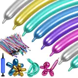 YOUYIKE 100 Stück Modelierluftballon mit Luftpumpe, Magischer Ballon, Metallic Magische Luftballons, Lange Bunte Ballons, Tierballons aus Latex, für Geburtstag Dekoration, Partys, Hochzeiten, Jubiläen