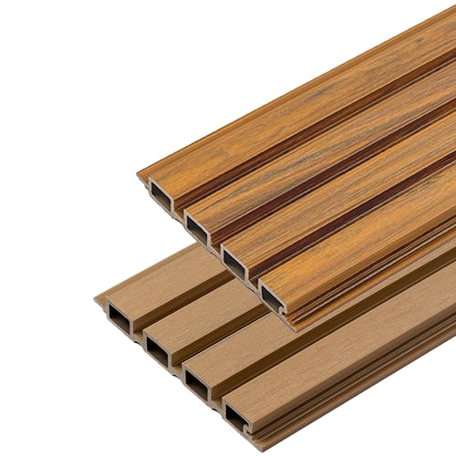 ECOTRAVERS - Fassadenprofil Premium | Fassaden | Fassadenverklaidung WPC | Rhombusprofil – Muster - eiche - Eiche antik