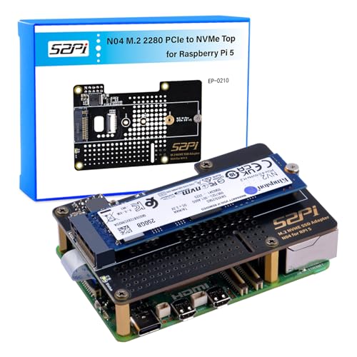 GeeekPi N04 M.2 M-Key NVMe SSD Shield für Raspberry Pi 5, M.2 2280 PCIe to NVMe SSD Shield Pip PCIe Peripheral Board Top für Raspberry Pi 5 4GB/8GB (SSD and Pi5 Board Are not Included) Barebones