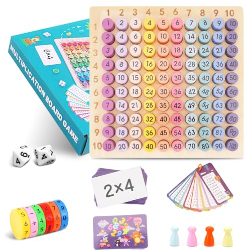 POFIBO Multiplikationsbrett - 1x1 Lernen Spiel, Multiplikationstafel Holz, Montessori Pädagogisches Spielzeug für Mathematische Manipulationen Kinderzählspielzeug