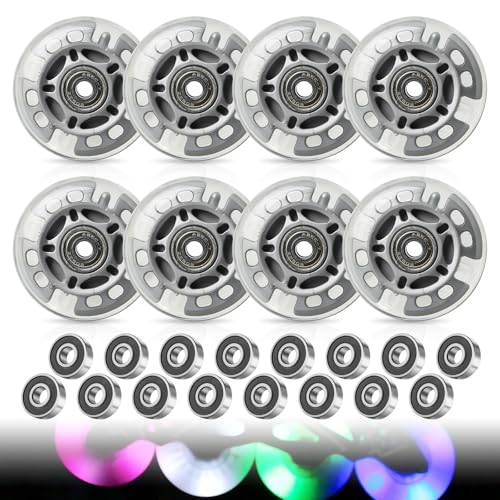 8 Stück Inline Skate Rollen Mit Kugellagern 72mm, Inline Skate Räder, Silbertransparent Inline-Skate-Räder, Skate Rollen, Indoor/Outdoor-Rollschuh-Räder, Stützräder Für Scooter