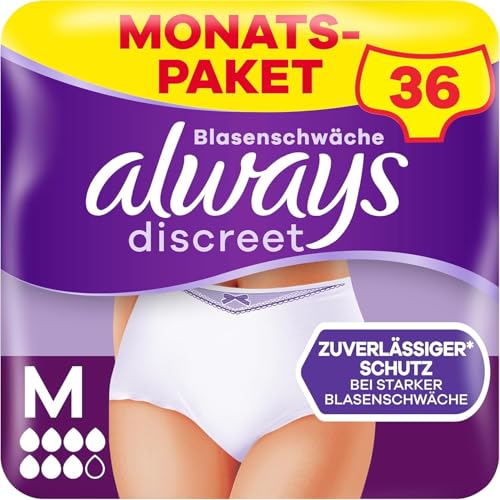 Always Discreet Inkontinenz-Höschen Für Frauen Plus M 36 Stück, Schliesst Gerüche Und Flüssigkeit sofort ein