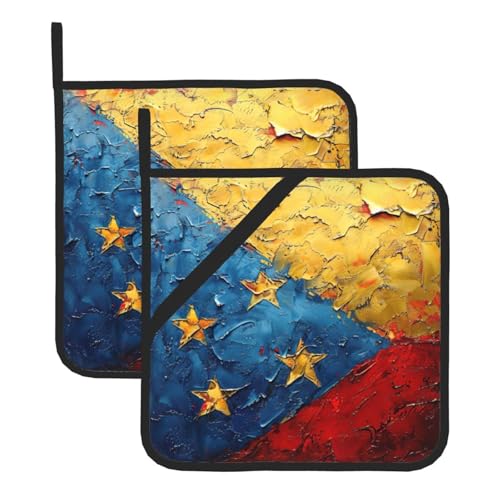 Set mit 2 heißen Pads mit Flagge von Venezuela, geeignet für Küche, Backen, Koch, Grill, Mikrowelle