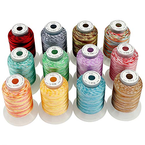 New brothread 12 Multi Farben Polyester Maschinen Stickgarn 500M (550Y) für Brother/Janome/Singer/Babylock/Kenmore/Bernina/Husqvaran Stickereimaschine-Sortiment 2