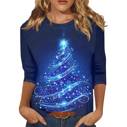 Weihnachtskleid Christmas Vacation Damenblusen Langarm Hemd Rot Weihnachtsbluse Damen Geschenke Weihnachten Lustige Tshirts Damen Weihnachtskleidung Damen Weihnachtsshirt Türkis 2XL