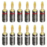 Sequpr Bananenstecker 24k Vergoldet Banana Steckverbinder Schraubbar Bananenstecker für Lautsprecherkabel Verstärker AV Receiver 12 Stück (6 Paare)