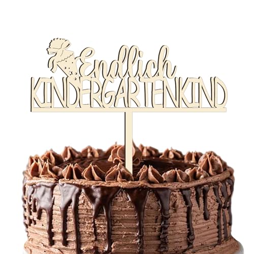 Schulkind Holz Tortendeko, Cake Topper zur Einschulung mit Tortendekoration zum Schulanfang aus Holz