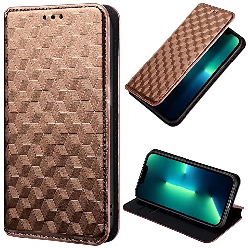 für Motorola Moto G15/G15 Power Hülle, Magnetisch Folio Flip Wallet Glizter Leder Standfunktion Kartenfach Schutzhülle Tasche mit Brieftasche Hülle für Motorola Moto G15/G15 Power Braun